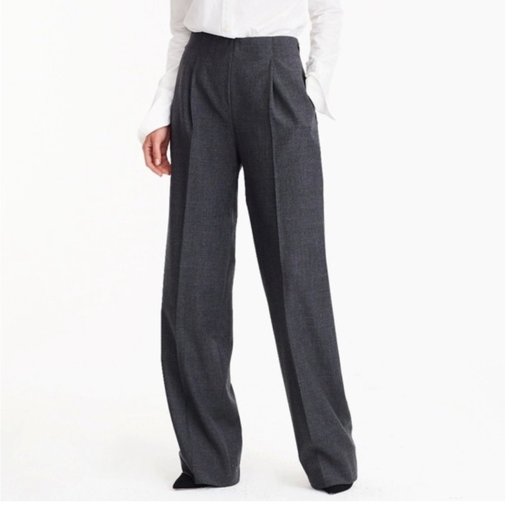 J. CREW High Rise Wide leg Wool Trouser Dress Pant 6